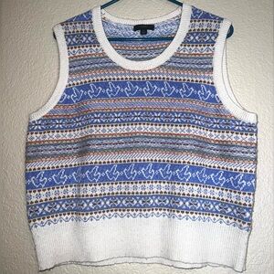 J. Crew Women’s Fair Aisle Multicolor Wool Blend Sweater Vest Sz L